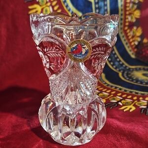 Beautiful German Echt 24% Lead Crystal Engraved Heart Bud Vase